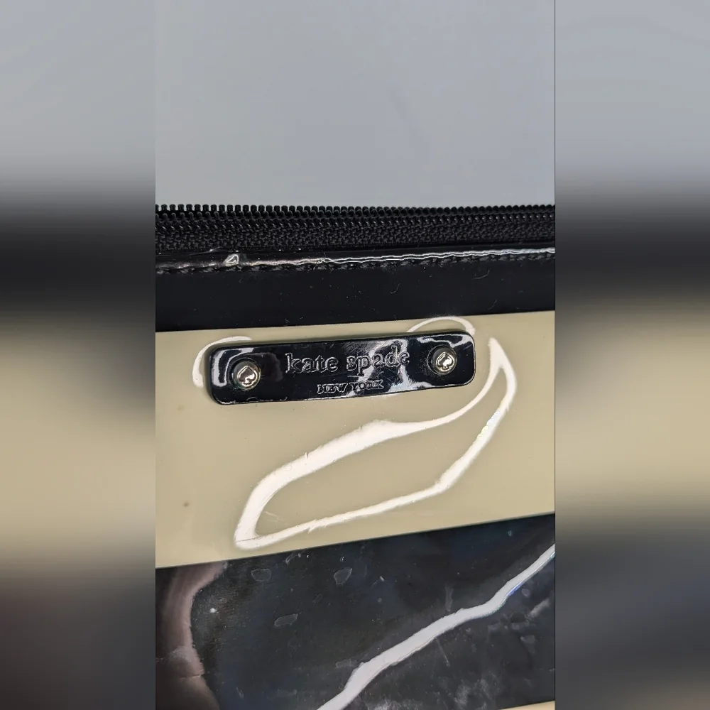 Kate Spade Crossbody PROJECT BAG Small Black Cream Striped PVC Magenta Hot Pink - Picture 8 of 12